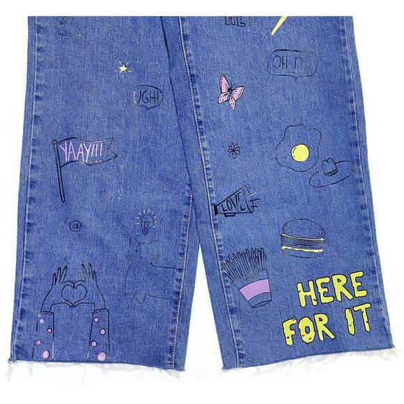 Wild Fable Jeans Women's Size 0 I Need Space Graphics Distressed Bottom New wTag - Picture 12 of 13